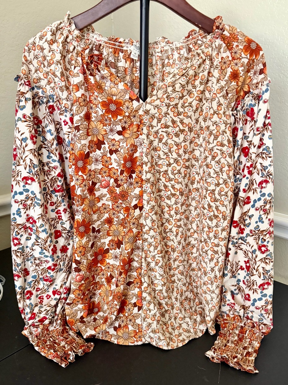 Umgee mixed print blouse size large - Picture 4 of 10